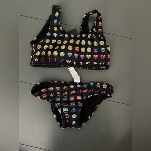 Terez girls size 2 emoji two piece swimsuit NWOT